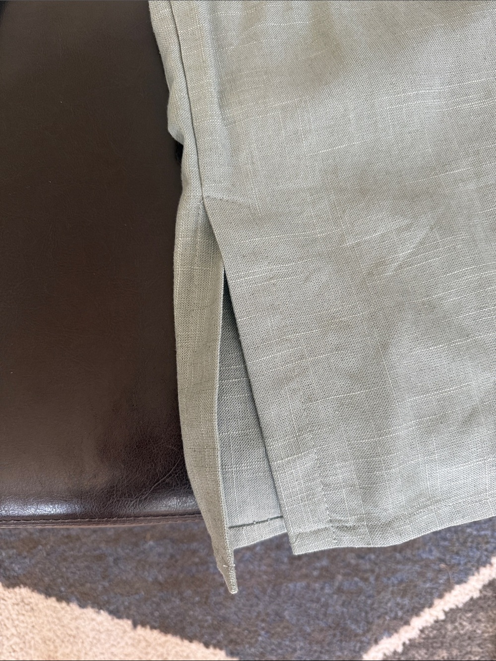 Women’s Sage Green Drawstring Linen-Blend Pants